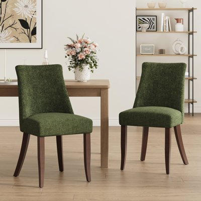 19" Seat Height Parsons Upholstered Dining Chair, Solid Wood Legs, High Back Fabric Dining Side Chairs, Easy Assembly