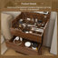 Bureau de coiffeuse 3-en-1 avec miroir éclairé et tabouret de rangement, coiffeuse compacte pour la chambre à coucher, la salle de bain ou le vestiaire (23 po, noyer)-1684543804