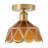 Vintage 1 Light Polished Brass Flush Mount Ceiling Light with Textured Glass Shade-613150533
