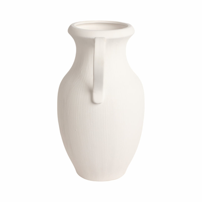 Stoneware Table Vase, 15" H x 11" W x 8" D, White