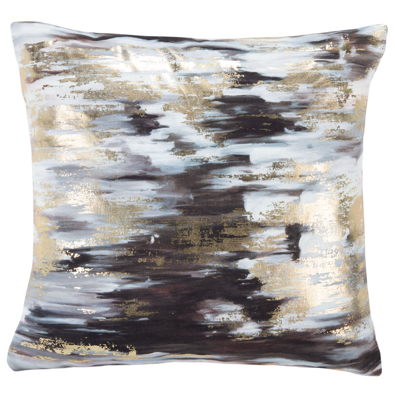 Andrine 18" Navy and Gold Square Pillow
