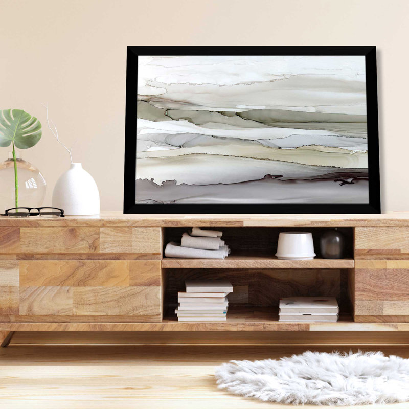 706-6132 " Shifting Currents I " Watercolor Painting, 49.5" W x 33.5" H, Black Framed