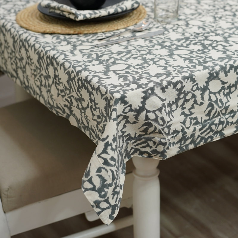 Red Barrel Studio 60X60 Artisan Block Print Tablecloth for a Distinctive Dining Look,Manikarnika(4 Seater), 140" Rectangle