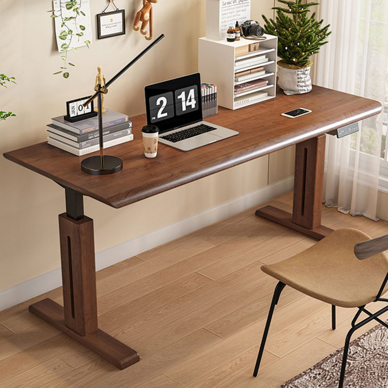 Bureau debout rectangulaire en bois massif noyer, 49.21"H*78.74"W*29.53"D