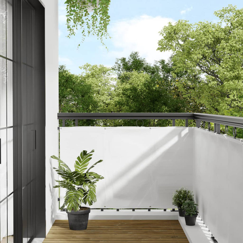 Écran de balcon 100% polyester Vidaxl Oxford, L 393,7 po x P 47,2 po, Blanc