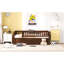 Lit de jour simple en noyer avec lit gigogne escamotable et barrière de protection pliable-158667672-158667673