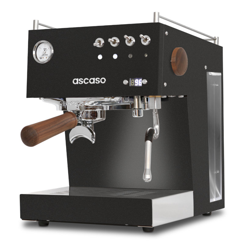 Machine à espresso à double paroi Thermoblock Asco DUO PID polyvalente avec mousseur manuel 120 V, 15 AMP Ascasc, Noir mat