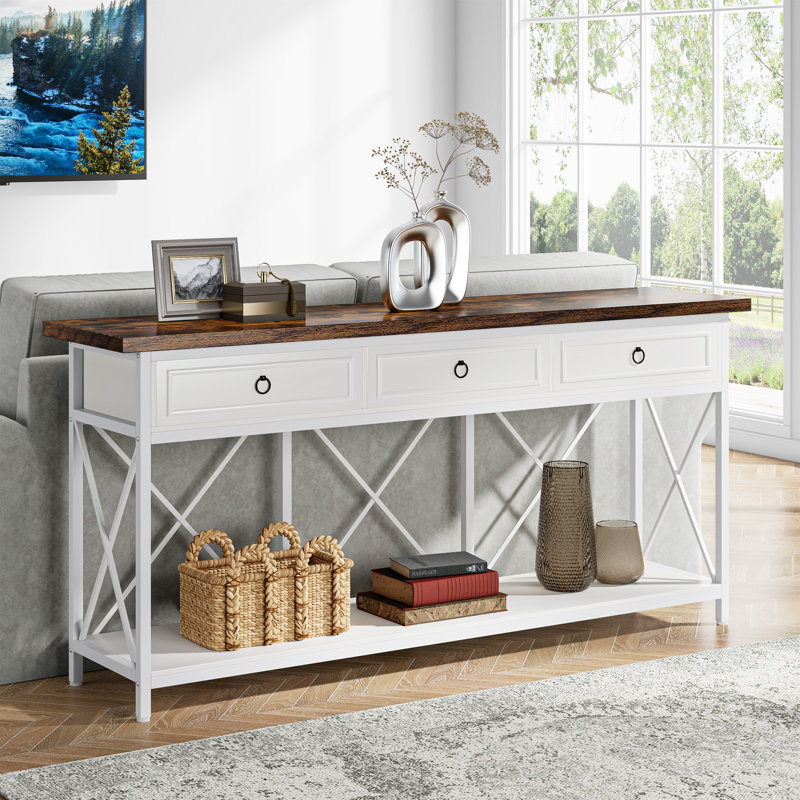 Tatianah 70.86'' Console Table, Brown/White