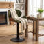 Tabouret de bar à hauteur réglable, tabouret de comptoir pivotant rembourré en bois cintré, tabouret de bar en tissu avec repose-pieds-1256968127