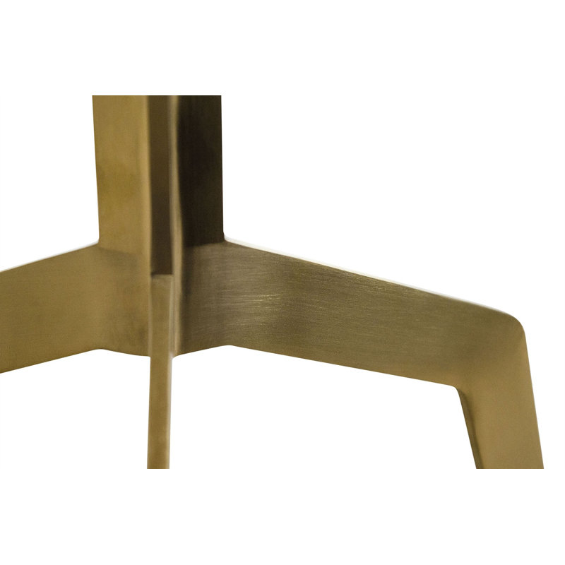 Razor Marble End Table, Ivory/Gray/Brushed Gold