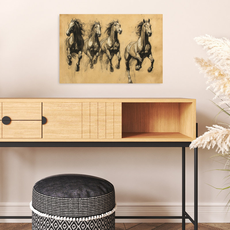 Cheval au galop, reproduction d'art abstrait cheval contemporain, 16" H x 24" W