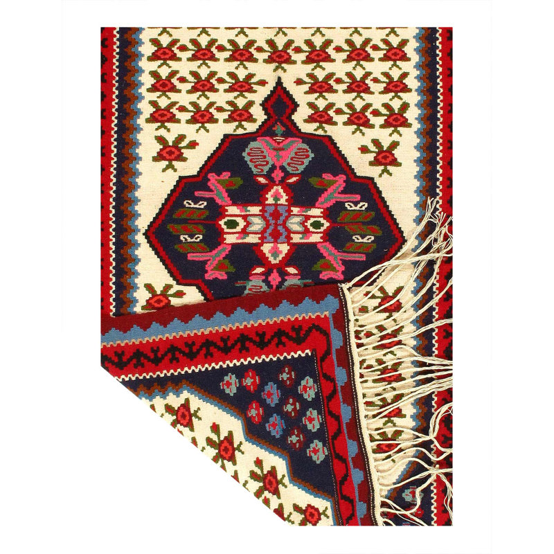 Tapis kilim Sneh rétro tissé à la main multicolore 3 pi 7 po x 6 pi 2 po