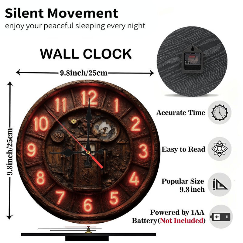 Horloge à pompe à gaz effet néon numérotée Steampunk