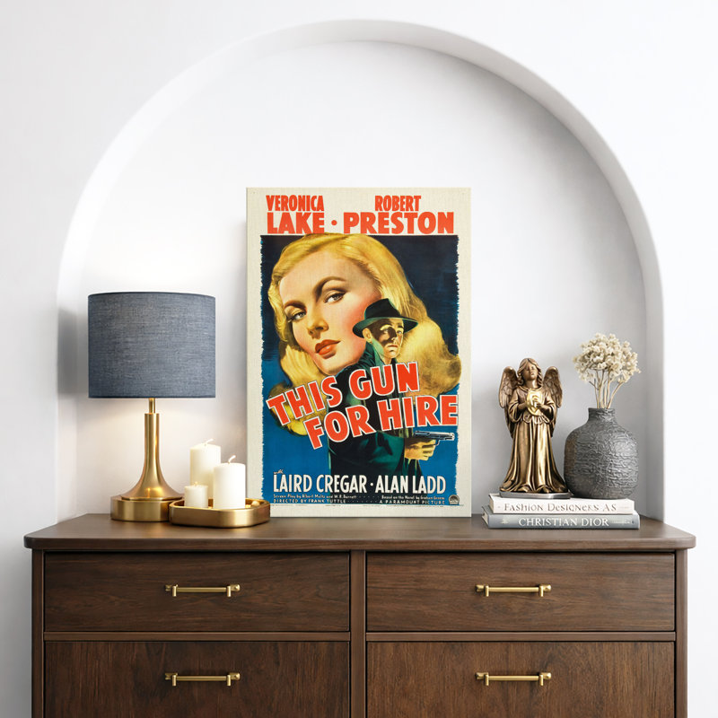 Art rétro, affiche de film détective noir, H 24 po x l 16 po x P 1,5 po, Toile tendue