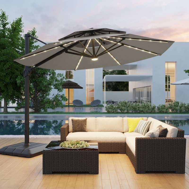 Parasol en aluminium 11 pi, Gris