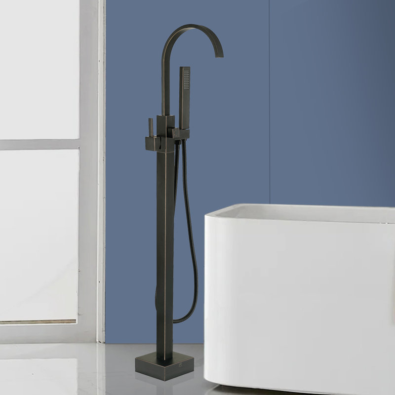 Single Handle Floor Mounted Tub Faucet with Handshower, Venetian Bronze