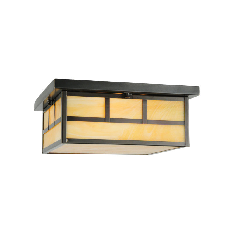 Plafonnier encastré en verre Dragica, Brun artisanal, Beige