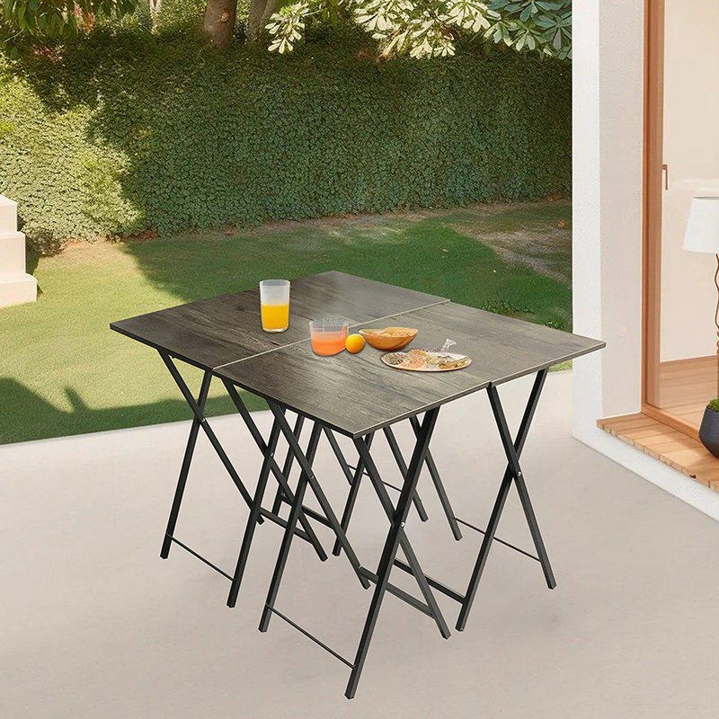 Ensemble de table-plateau pliable 5 pièces, table d'appoint pliable, table de bout, table de collation, économie d'espace, gris