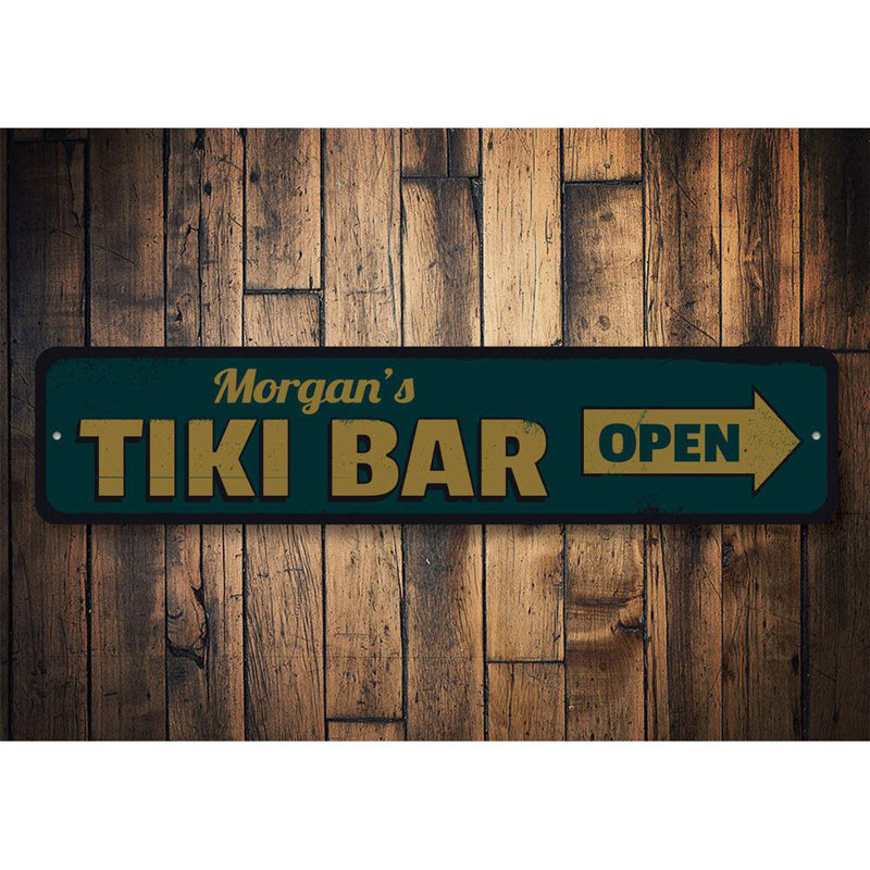 Plaque Tiki Bar, H 4 po x l 18 po x P 0,04 po