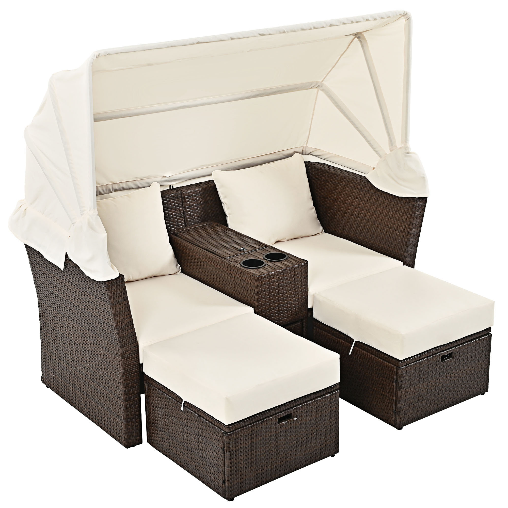 Goodeed Outdoor Patio Daybed Outdoor Sofa Set Wicker Patio Furniture
