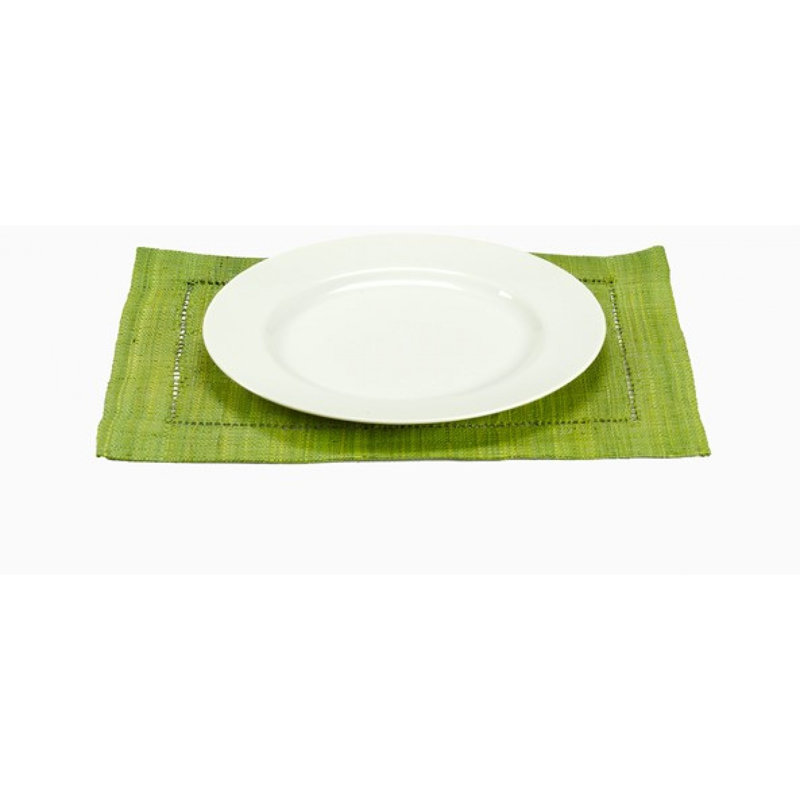 Chargeur 15,75 po raphia hemstitch Jazmin, vert