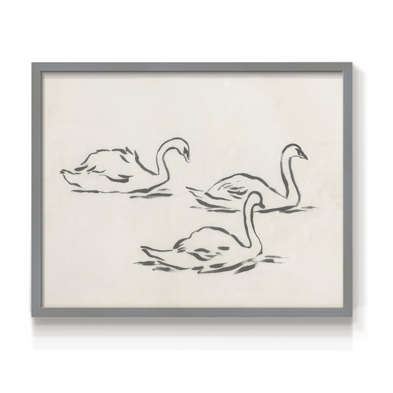 Swan Sketch II -Framed Print - Restickable, Gris, H 16 po x l 20 po