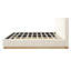 Lit à rayures moderne, minimaliste et élégant en tissu, beige, très grand