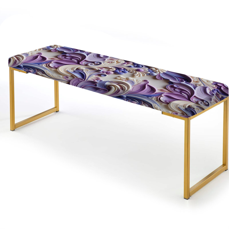 Purple Lavender Persian Paisleys I - Paisley Upholstered Gold Bench