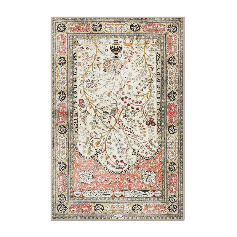 Tapis oriental vert / rouge / crème Nelly, Rectangle 8 pi x 10 pi