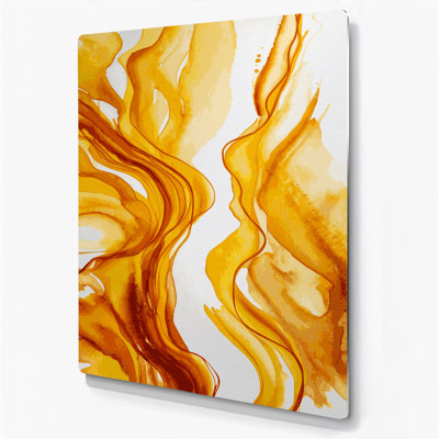 Aquarelle abstraite 45, art mural en métal brun