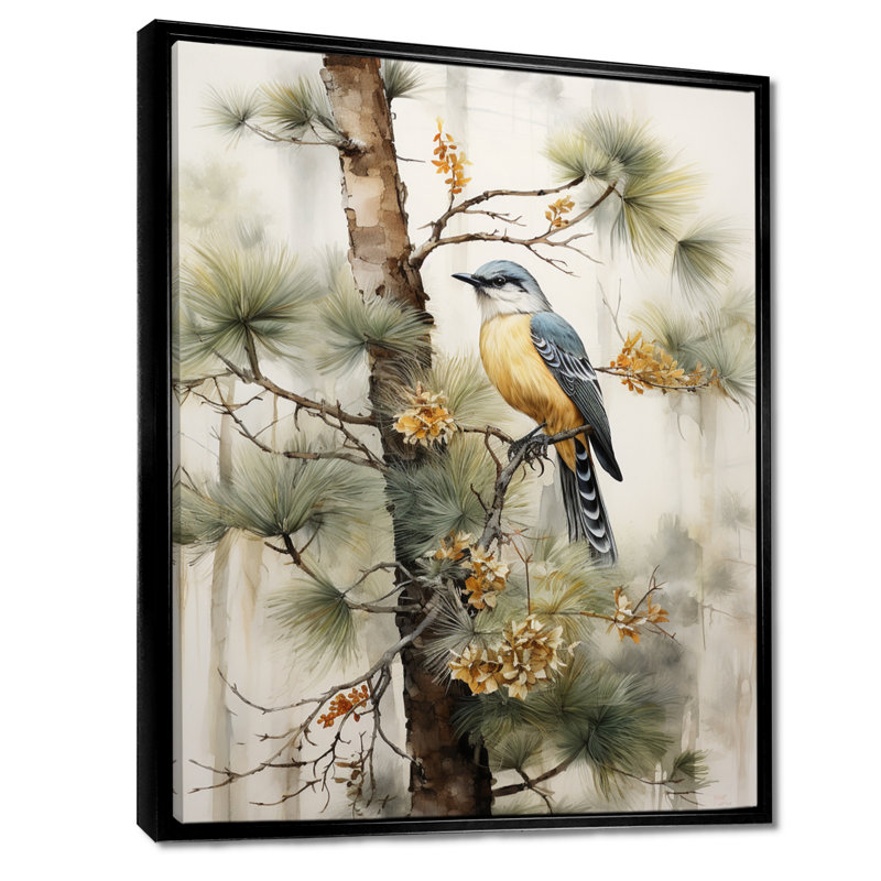 Forêt, gardiens du minimalisme III - décoration murale forêt, Cadre flottant noir, H 32 po x l 16 po x P 1 po