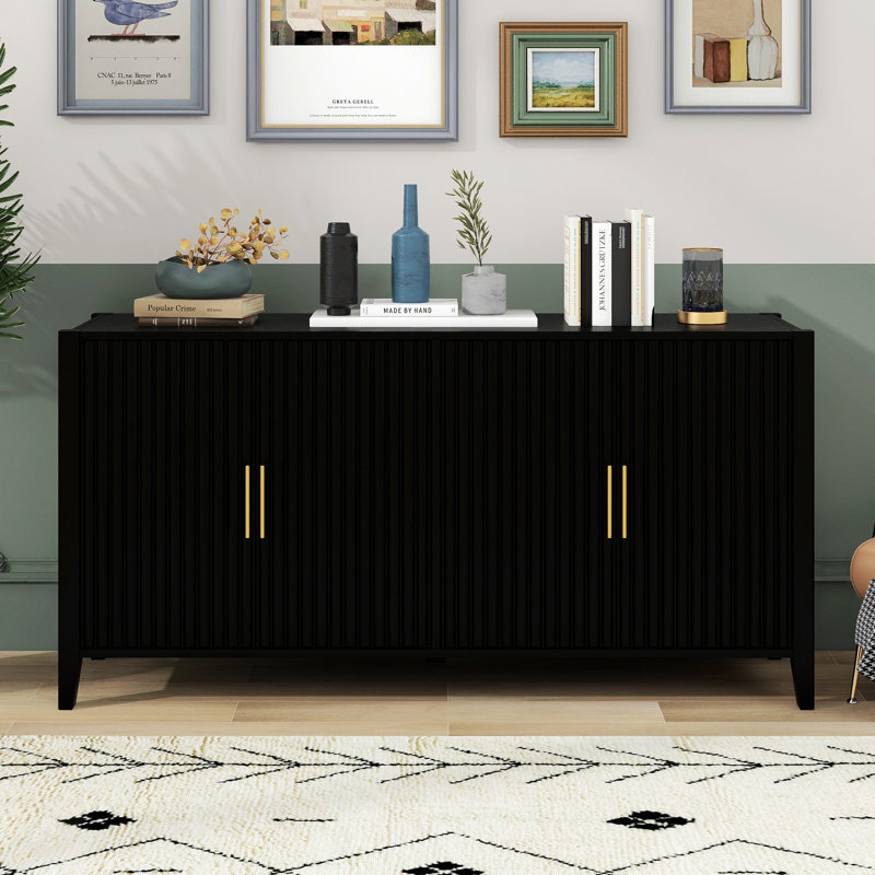 Condola Sideboard,Buffet table,Dining cabinet,Office credenza with Excellent Storage Performance, Black