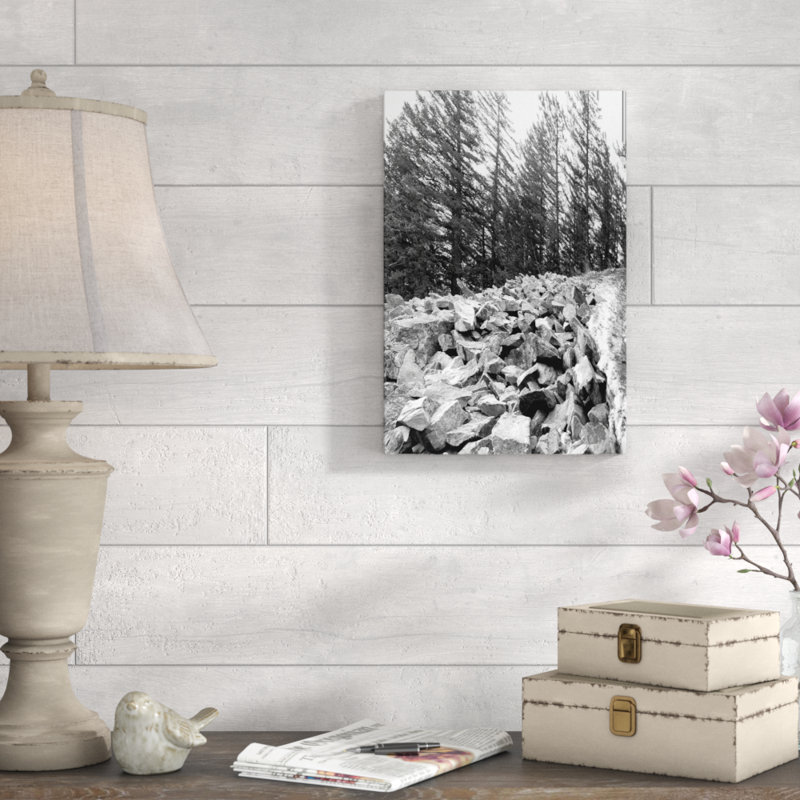 « Rocky Tree Line »-blanc/imprimé sur toile, H 18 po x l 12 po