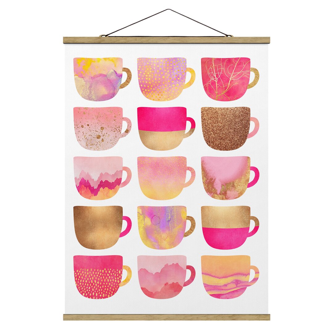 Stoffbild Golden Cups mit Pink von Elisabeth Fredriksson