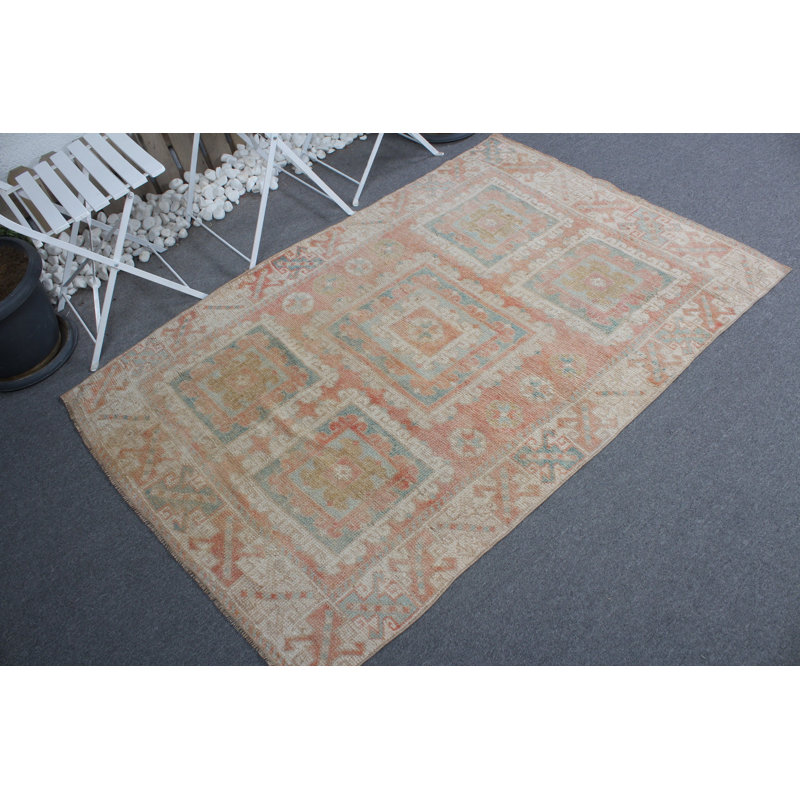 Tapis turc antique Oushak rose pâle pour décorer une chambre ou un dortoir