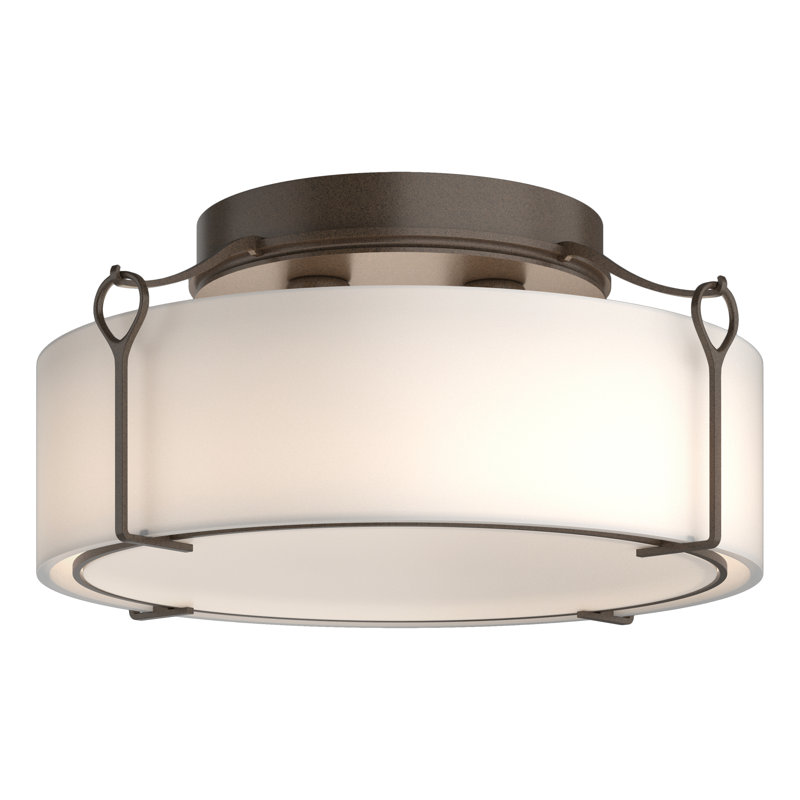 Bow 4 - Light Semi Flush Mount, Bronze, Opal White