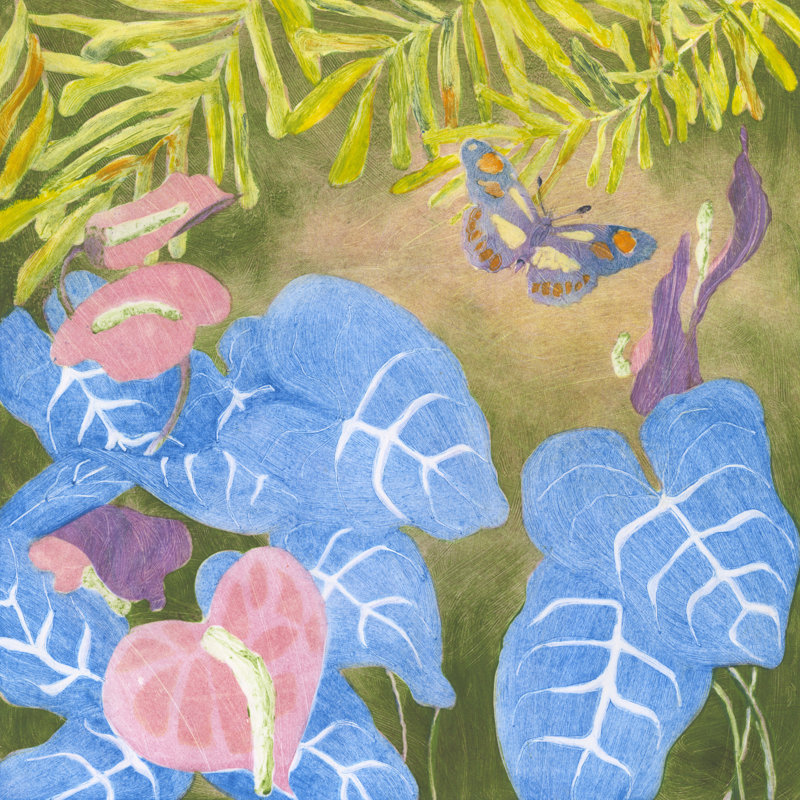 Tropical Monotype VI by Carolyn Roth - Wrapped Canvas Painting, 30cm H x 30cm W x 3.8cm D