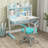 Kids Desk Chair Children Study Chair with Adjustable Height, Armrest & Footrest Green-310912732