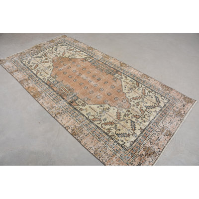 Vintage Wool Patchwork Rug, 50x94.9 Inch Brown Area Rug