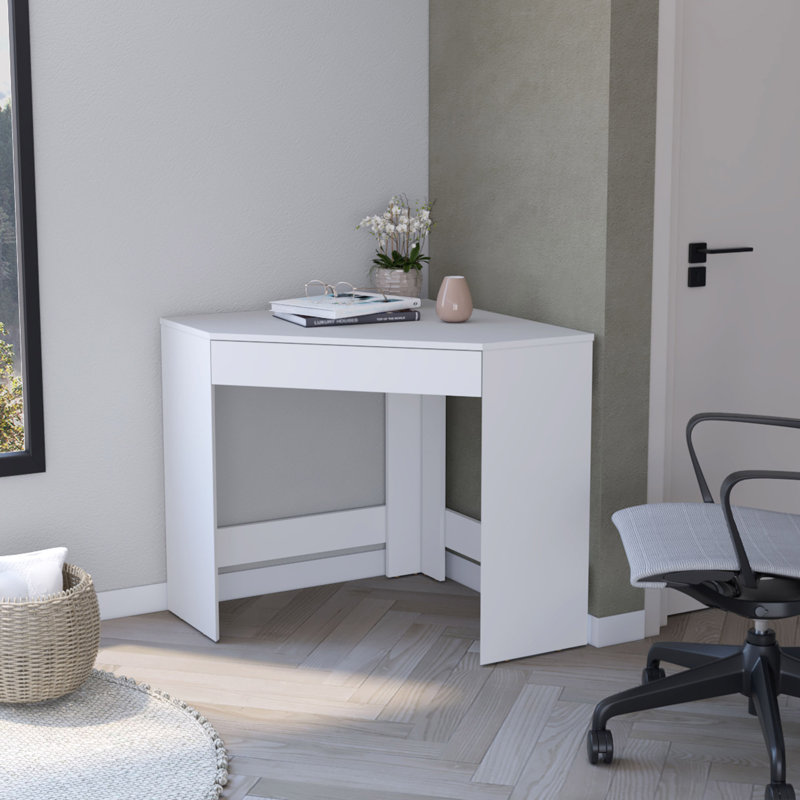 Bureau en coin Menno avec tiroir spacieux et design moderne, Noir