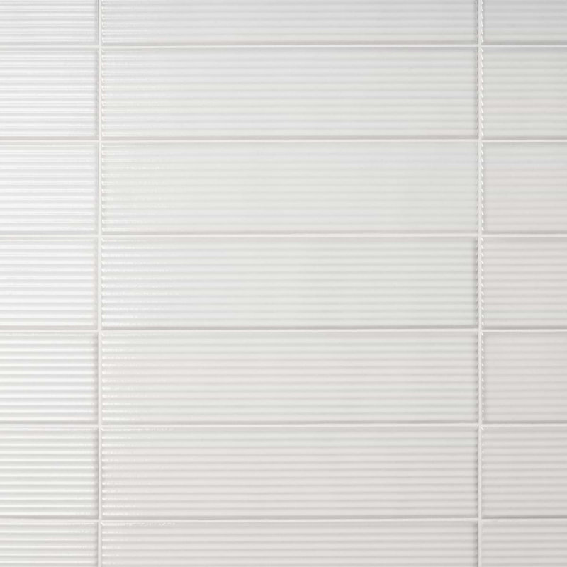 Stacy Garcia ArtBlock Fluted 4x16 Glossy Porcelain Tile, Bianco