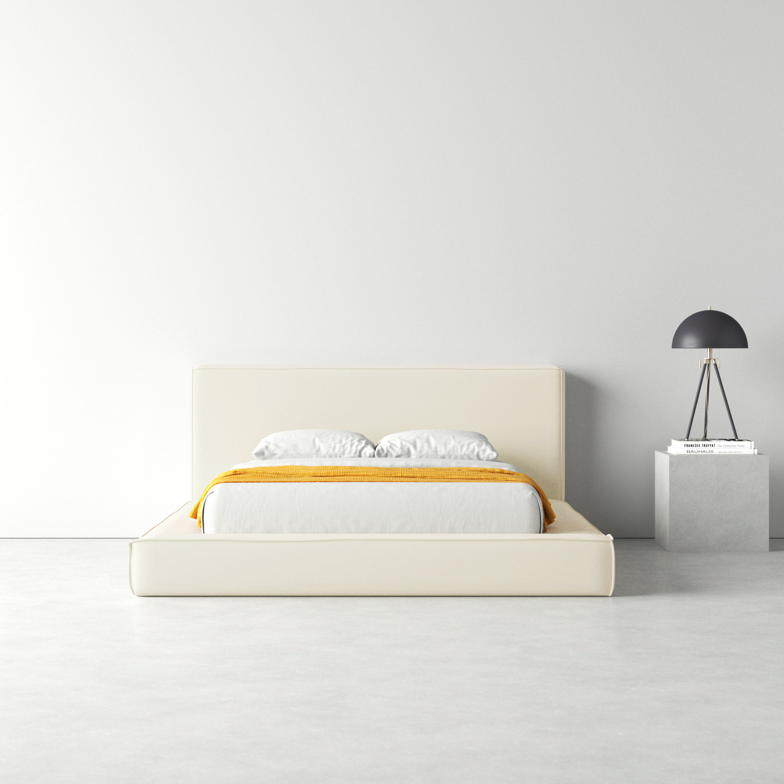 Corda Linen Upholstered Bed, Queen, Cream