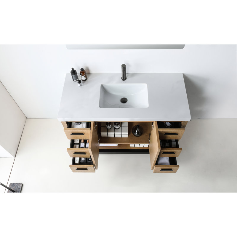 Winchester 48” W Single Vanity, White, Pecan Oak