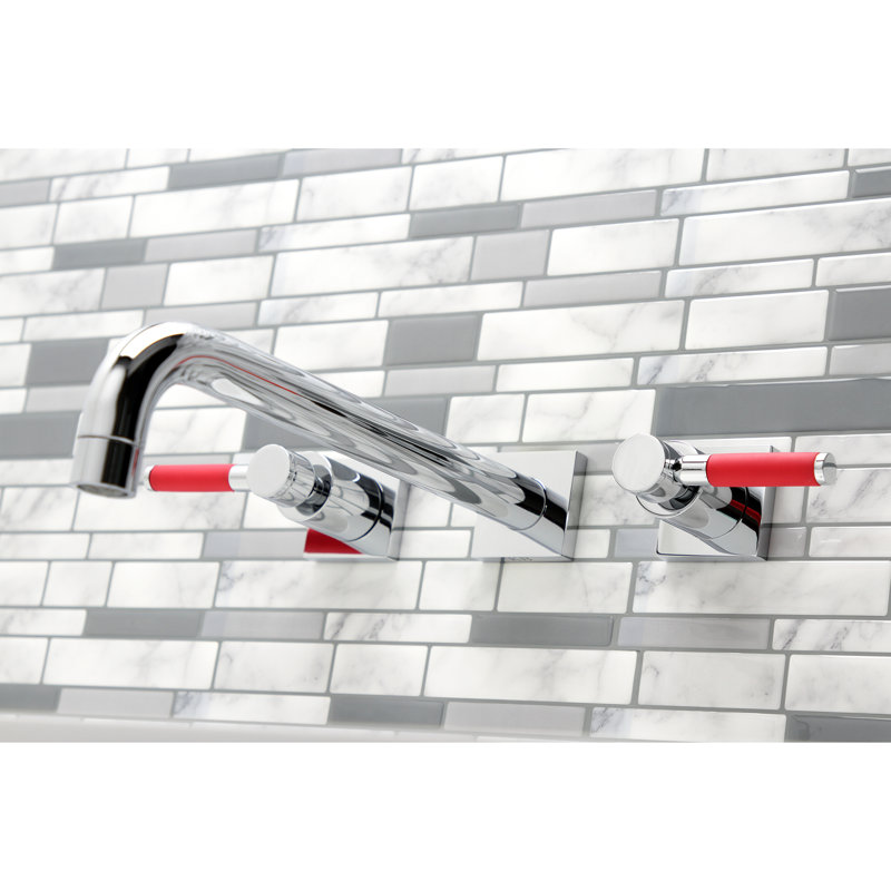 Kingston Brass Kaiser Two-Handle 3-Hole Wall Mount Roman Tub Faucet, Polished Chrome