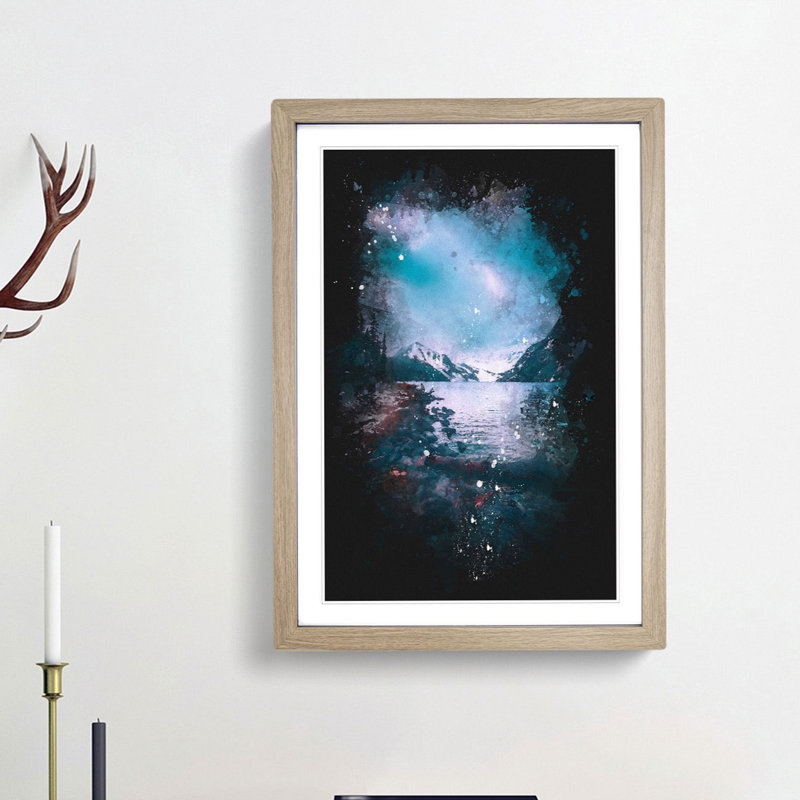 Chephren Lake in Canada - Framed Print, 87cm H x 62cm W x 2cm D, Oak Framed