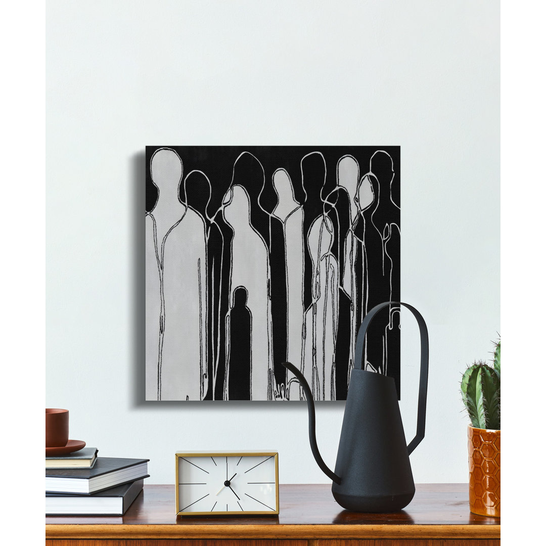 Modern Abstract Black White Figures Canvas