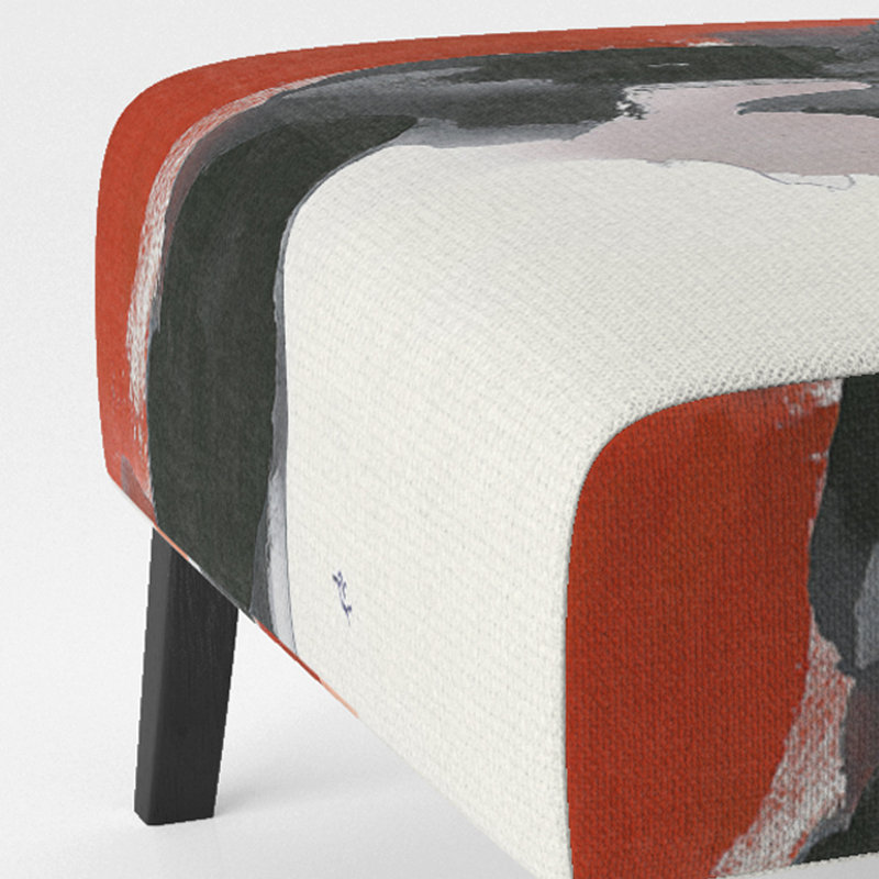 Fauteuil de chambre rembourré Geometric IV, Mélange de polyester rouge / noir / blanc
