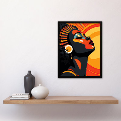 Strong Artwork Of Black Woman Sun Worship - Single Picture Frame Print