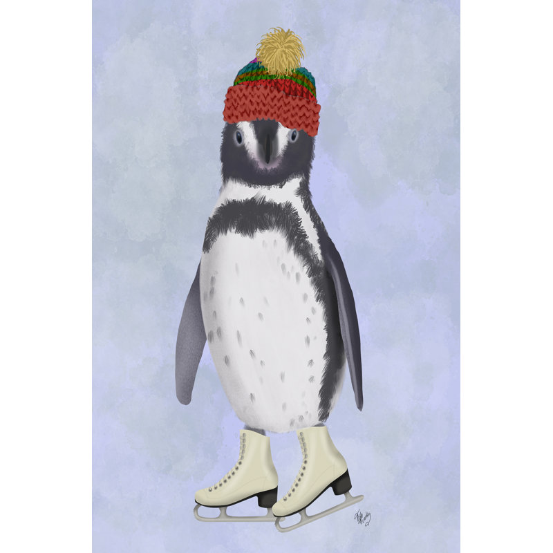 Penguin Ice Skating by Fab Funky - Wrapped Canvas Print, 76cm H x 51cm W