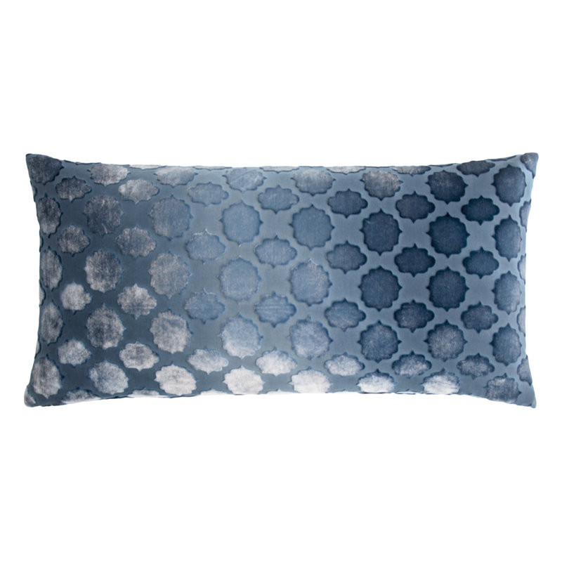 Mod Fretwork Lumbar Pillow Cover & Insert, 14" x 20", Down, Gunmetal